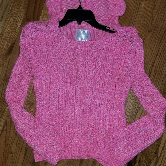 Justice pink shimmer sweater with hood size 14 - Picture 3 of 4